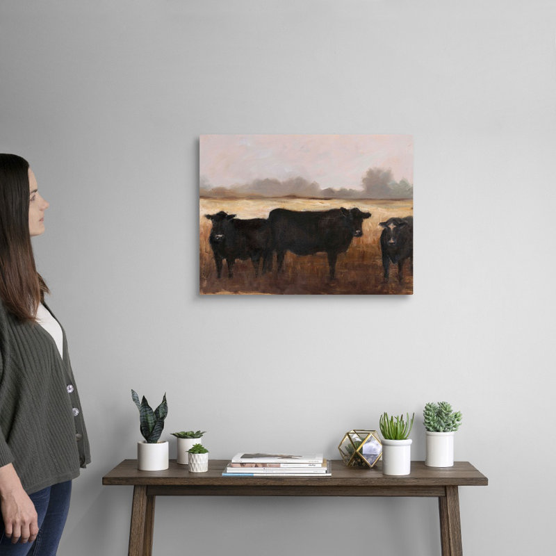 «Black Cows I», art mural sur toile, Toile tendue, H 18 po x l 24 po x P 1 po