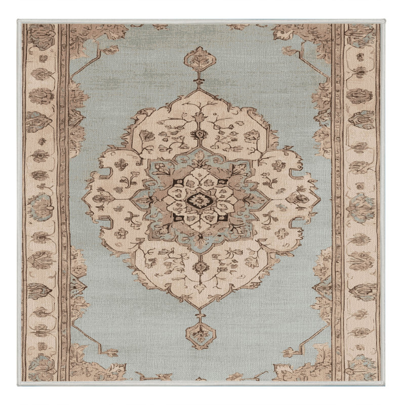 Tapis beige lavable à la machine Afyon, Carré 7 pi