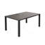 Table de salle à manger d'extérieur, table de patio à lattes en métal pour terrasse de jardin avec trou pour parasol