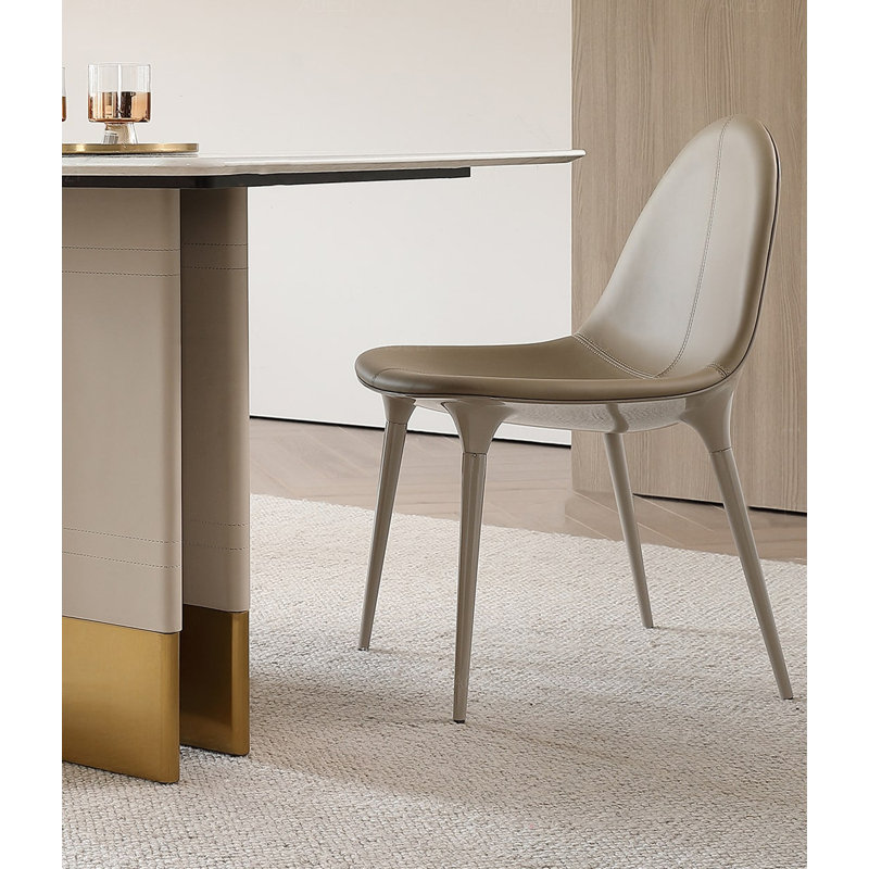 Chaises de salle à manger modernes et simples en cuir gris avec dossiers
