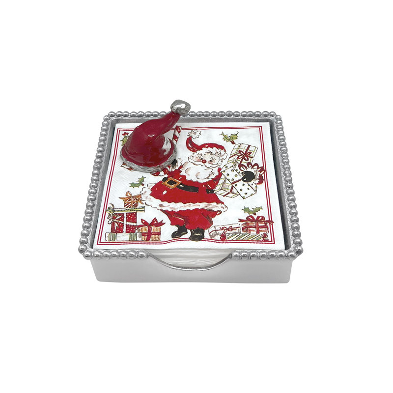 Red Santa Hat Beaded Napkin Box Set