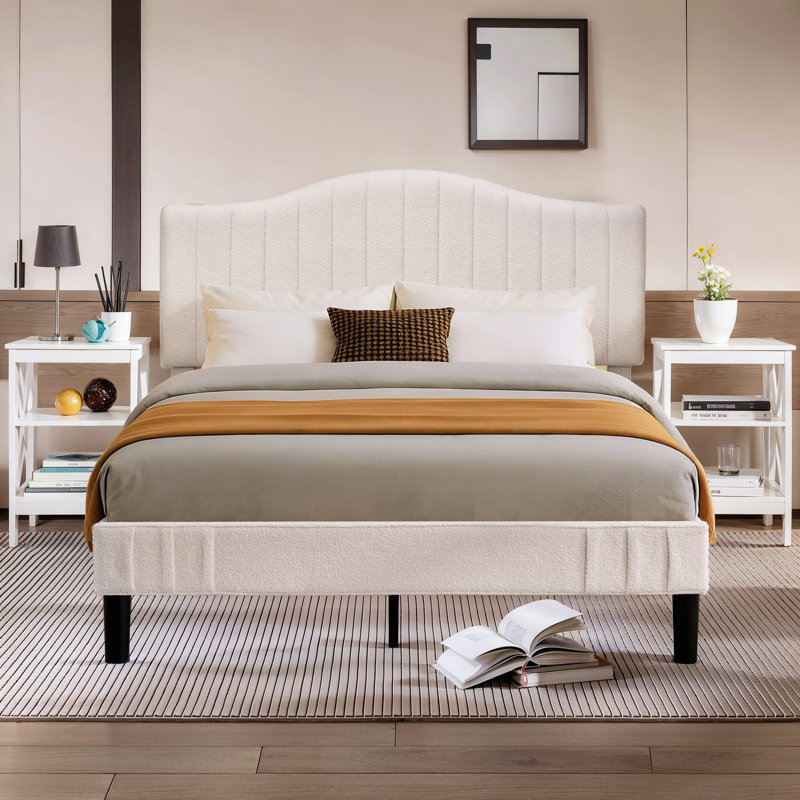 Full Upholstered Bed With 2 Nightstands – Modern Bedroom Set, Full