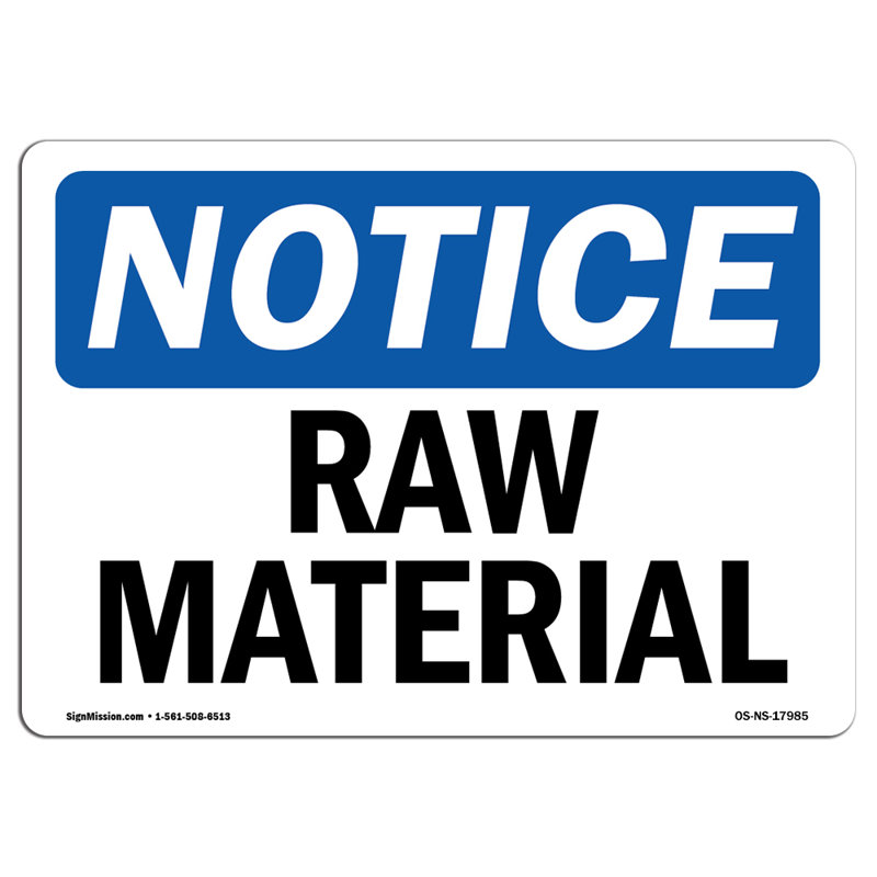 Raw Material Decal 18" X 12"