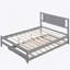 Lit plateforme double avec lit gigogne réglable, gris-1495028311