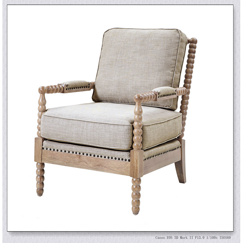 Chaise avec accoudoirs d'appoint, Polyester chêne chameau