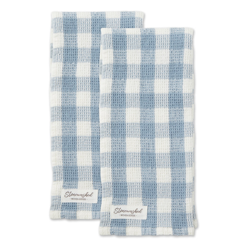 Torchon rayé, Carreaux bleu poussiéreux