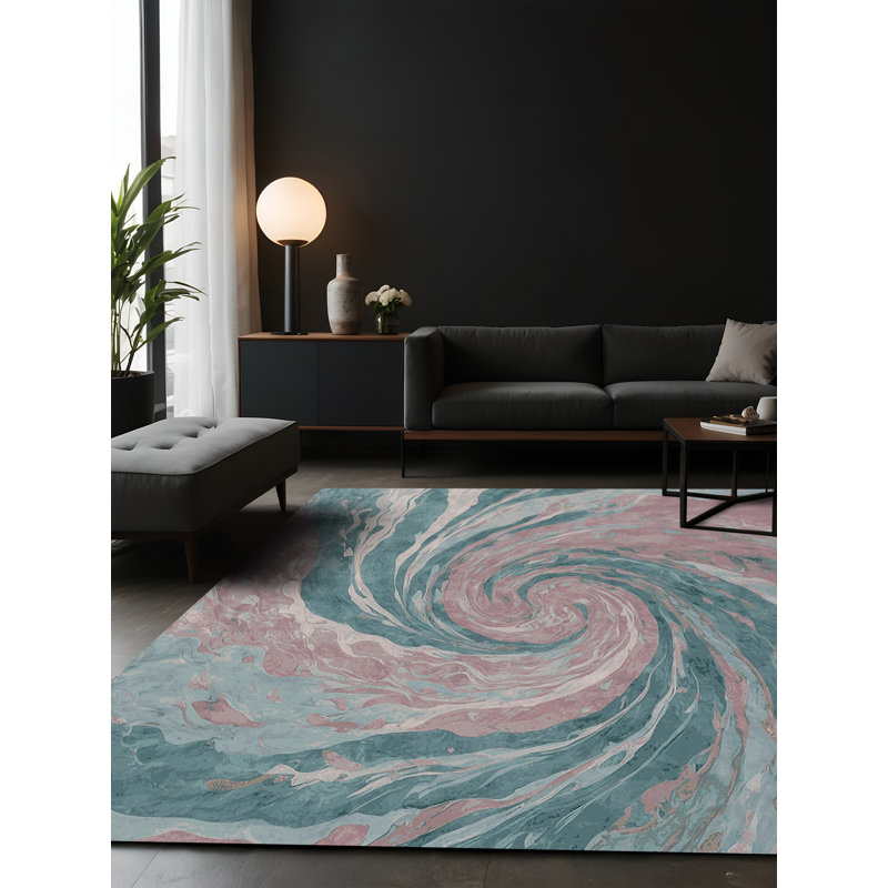 Tapis rose soyeux et moelleux, Carré 6 pi