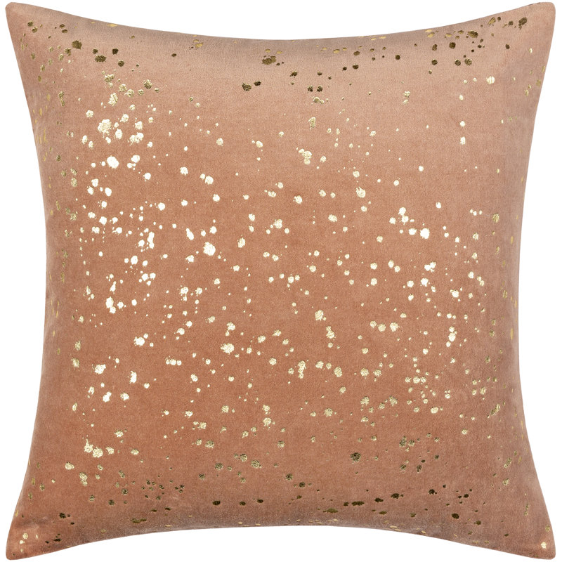 Abstract Cotton Throw Pillow, Coral/Gold, 22" x 22"