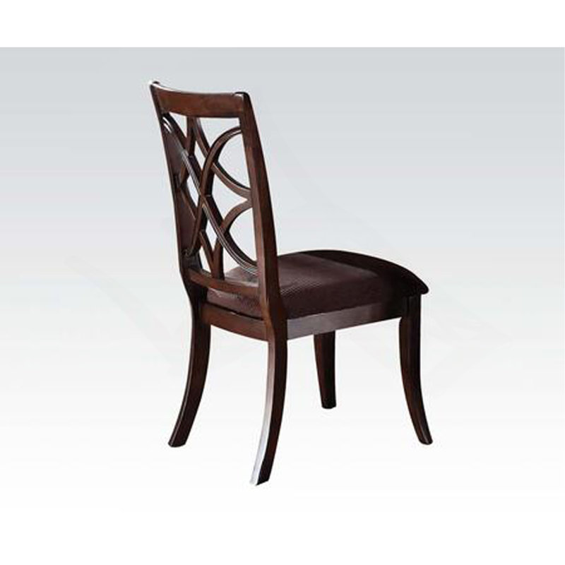 Ensemble de 2 chaises d'appoint Keenan en microfibre brune et noyer foncé