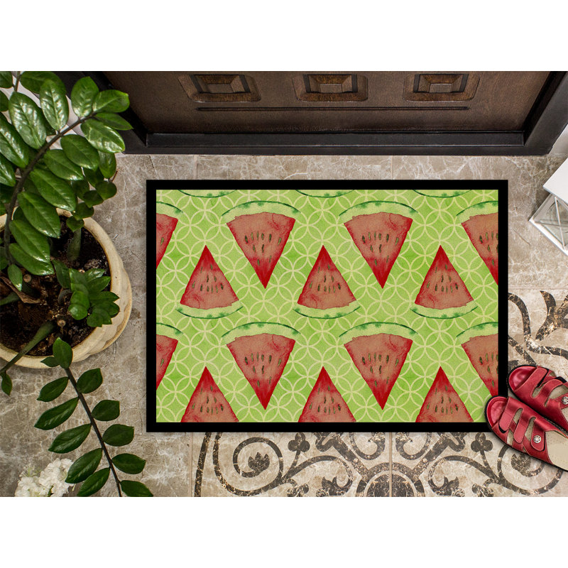 Tapis de porte extérieur anti-dérapant pastèque Yelverton, H 0,25 po x l 27 po x P 18 po