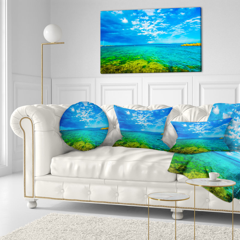 Coussin pittoresque «Seashore» bleu vert