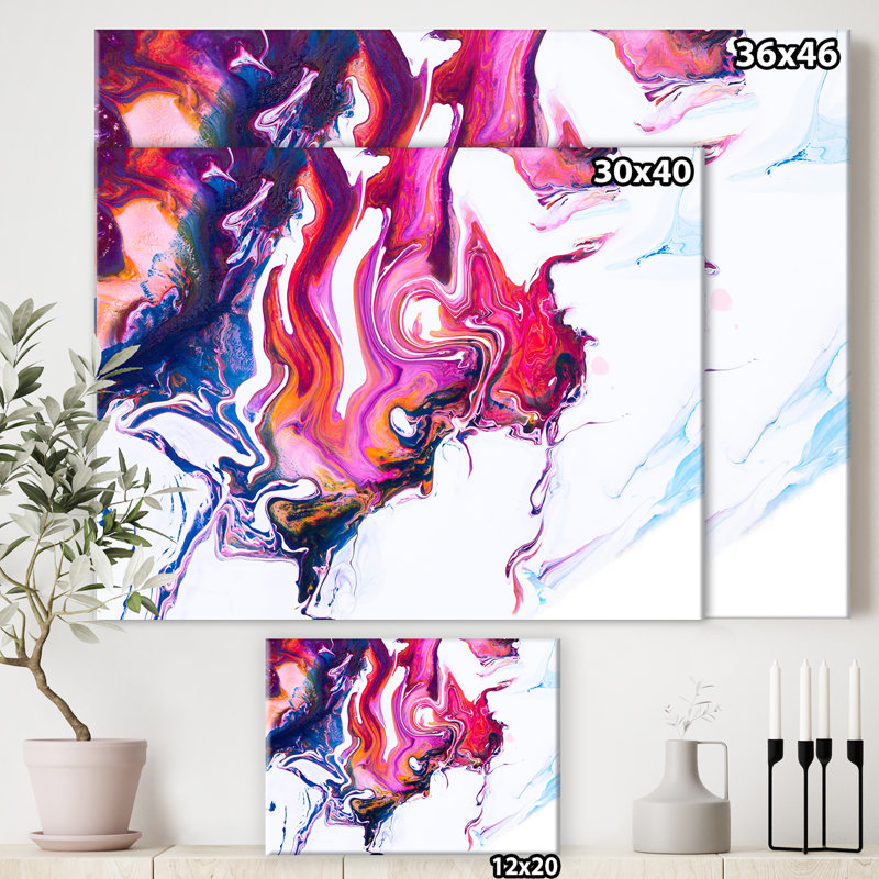 Composition marbre « mauve, Rose et bleu »-impression sur toile, H 36 po x l 46 po x 1,5 po