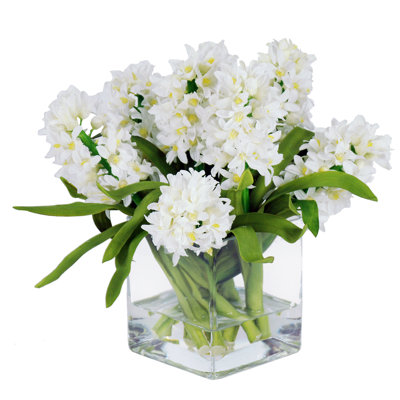 Hyacinths Floral Arrangement in Glass Vase