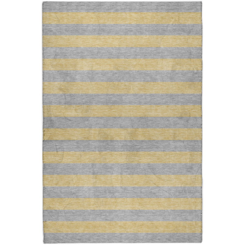 Premium Machine Washable Dream Shag ADS530 Striped Rug, 8' x 10', Silver