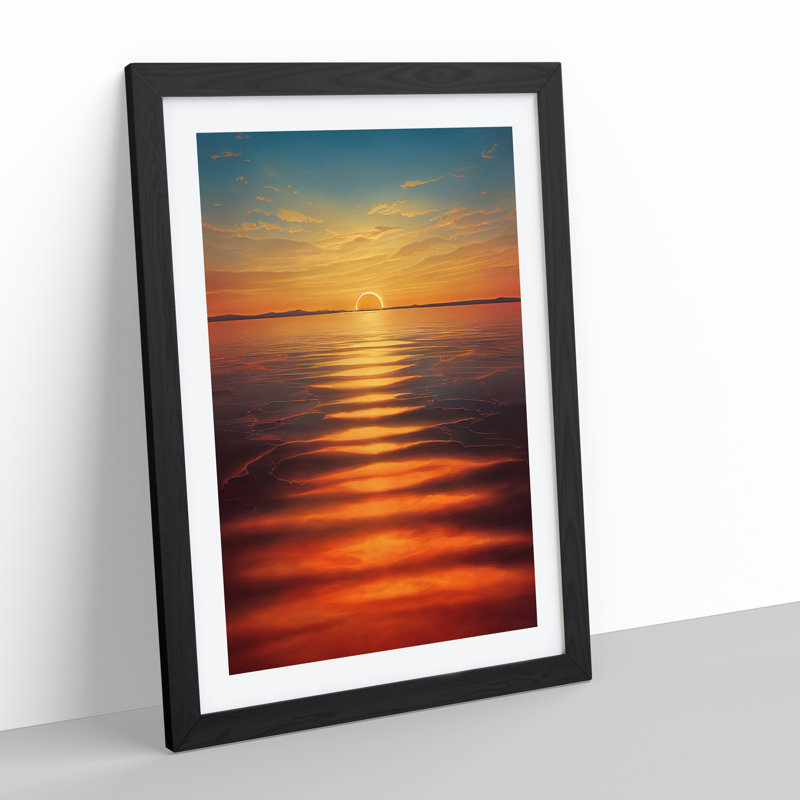 Unforgettable Ocean Sunset - Print, Black Picture Frame, White, 66cm H x 48cm W