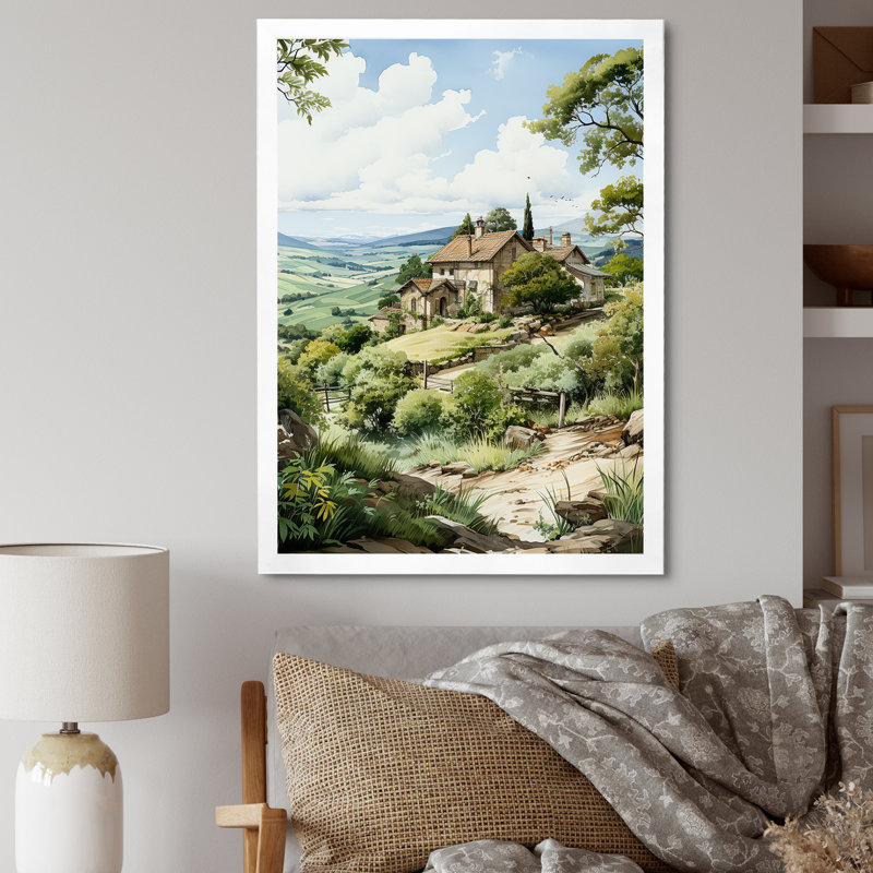 Vineyard Scenery Beauty - Vineyard Wall Art Living Room, Encadrement doré, H 40 po x l 30 po