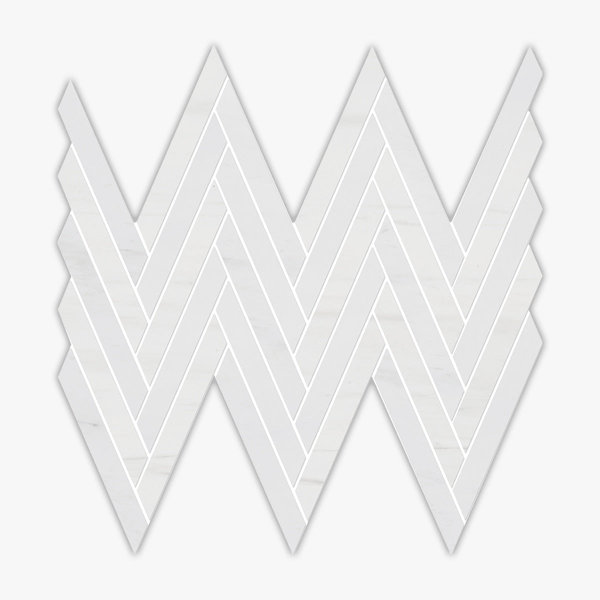 Bianco Dolomiti Honed Chevron Marble Mosaic