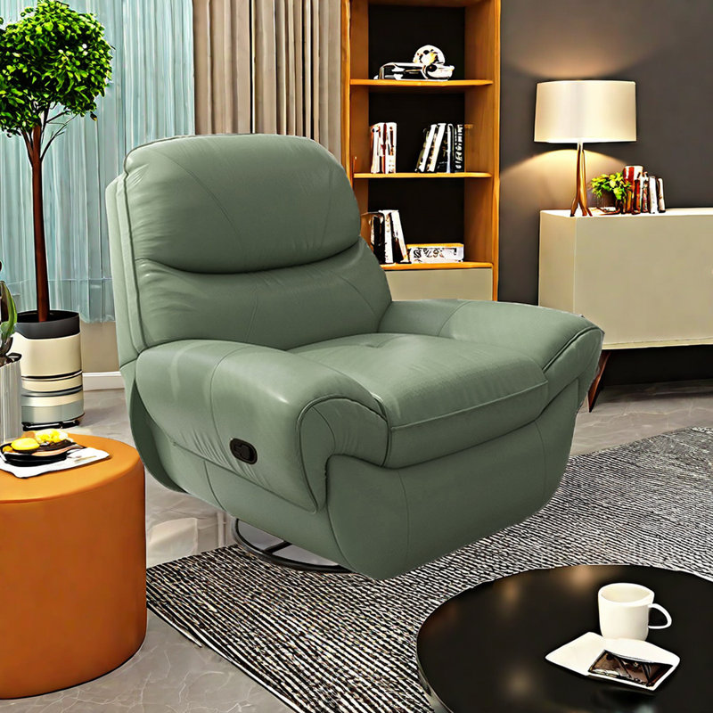 Nerita Faux Leather Recliner, Green Faux Leather