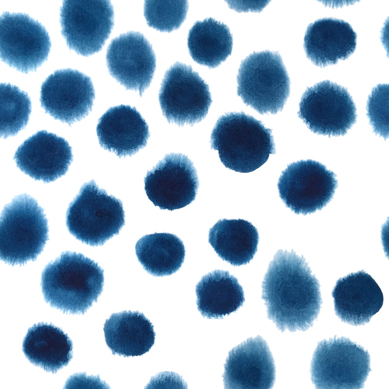 Funmilayo peint à la main bleu indigo à pois au hasard, H 12 po x l 12 po