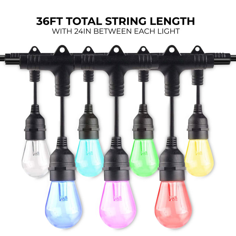 Solana 36-foot Smart String Light Kit with Shatter Resistant RGB Color Changing LED Light Bulbs