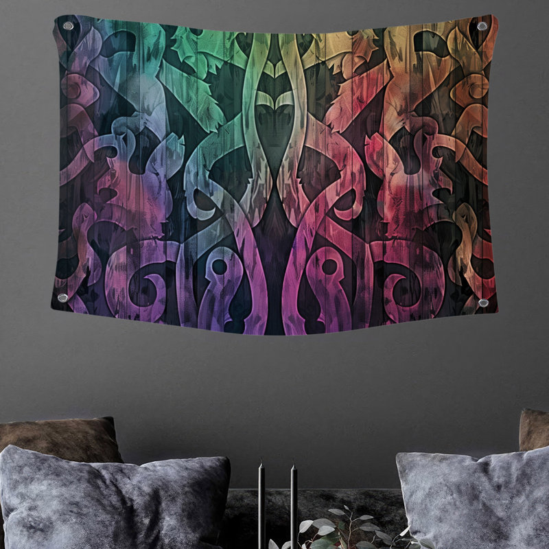 Tapisserie murale motifs colorés - Décoration murale abstraite, H 50 po x l 60 po