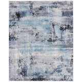 Abstract Area Rug in Blue