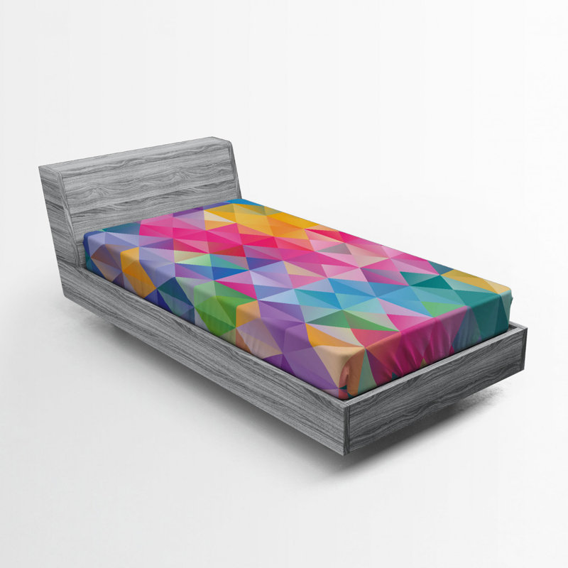 Microfiber Geometric Fitted Sheet, Twin Fitted Sheet