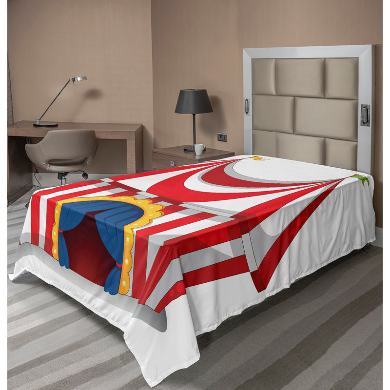 Drap-housse vintage Ambesonne drapeau nostalgique de cirque rouge et blanc, Drap plat pour lit simple