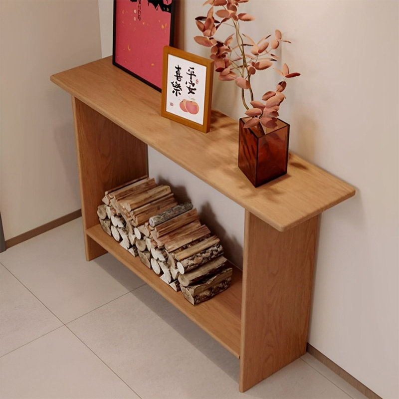 Modern Minimalist Console Table, 29.53" H x 31.5" W x 11.81" D, Natural Wood