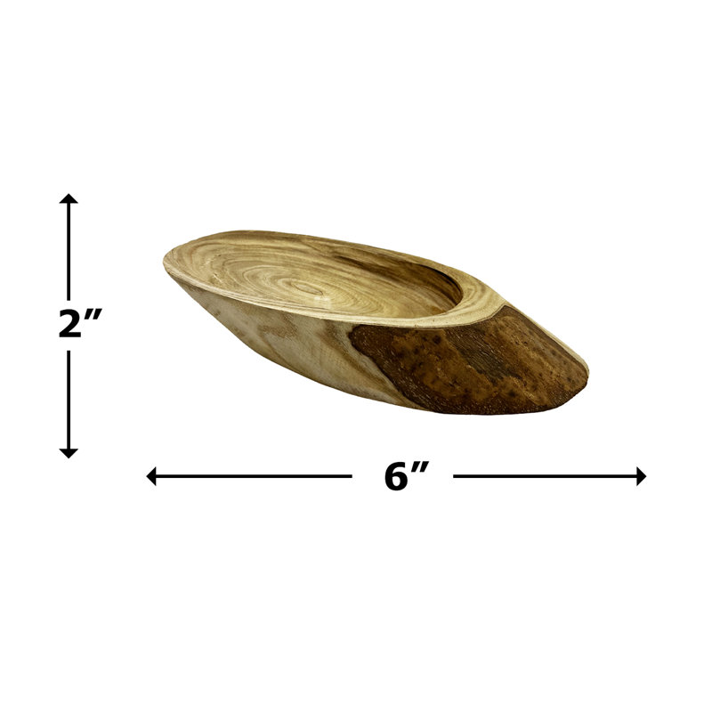 Petit objet décoratif en bois sculpté à la main de 6 po - Bol décoratif brun naturel | Petit centre de table en bois organique pour tablette ou table