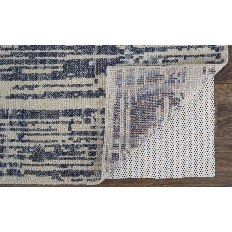 Roxford Transitional Abstract, Ivory/Blue Area Rug, Rectangle 2' x 3'