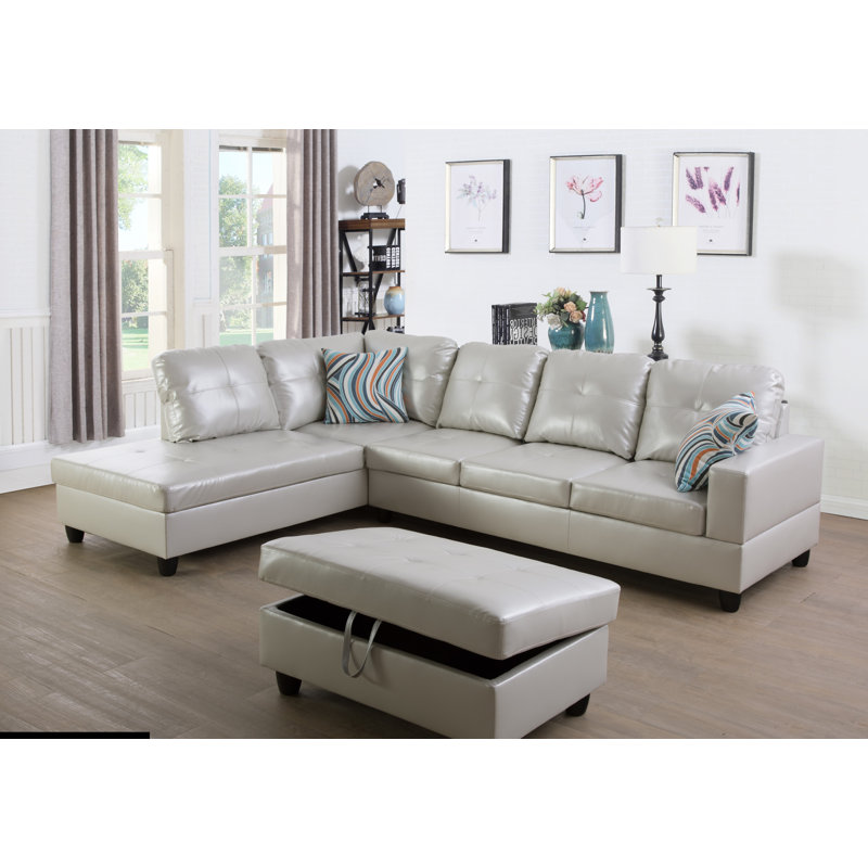 Maumee Upholstered Sectional, Left Hand Facing, Silver Light Gray