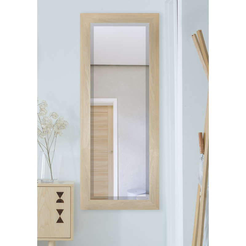 Ungar Wood Flat Wall Mirror, 59.5" H x 20.5" W x 0.75'' D, Blonde Maple