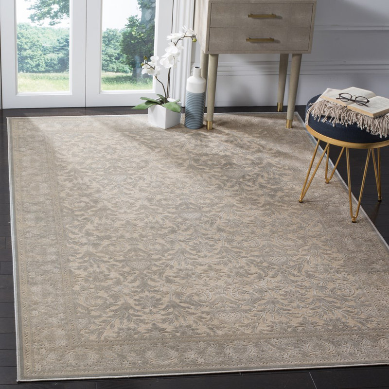 Orville Oriental Cream/Blue Area Rug, Rectangle 5'3" x 7'6"