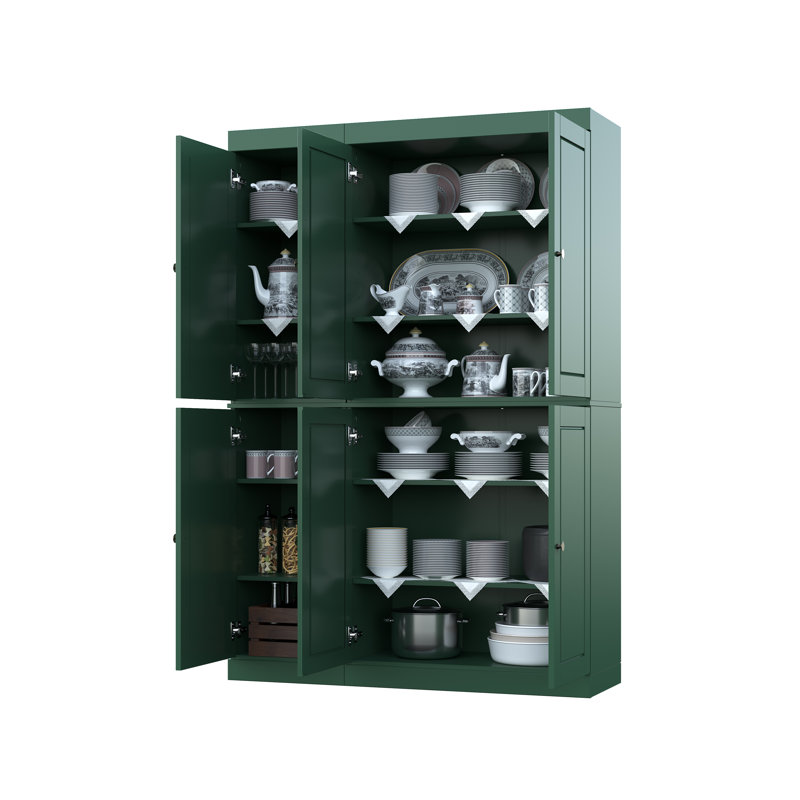 Grande armoire de cuisine Nicu 100% bois massif avec portes, tablettes réglables, armoire de rangement modulaire, l 48,5 po x H 71,5 po