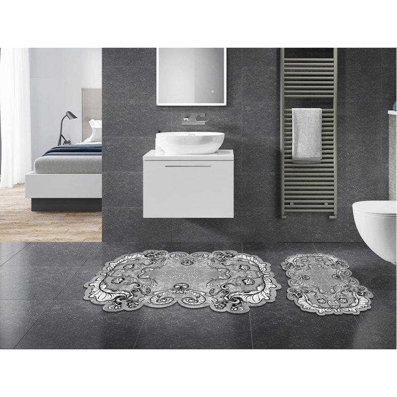Ensemble de tapis de bain Premium (2 pièces), 19,7 po x 23,6 po et 23,6 po x 39,4 po | 100% polyester, 1300 g / m², hauteur des poils de 0,4 po | Dessous antidérapant, antibactérien, lavable à la machine | Idéal pour le confort et le style de la sal