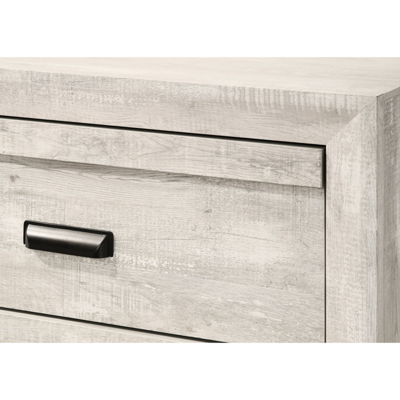 Lit double avec motif géométrique rustique en gris beige - et meubles de style