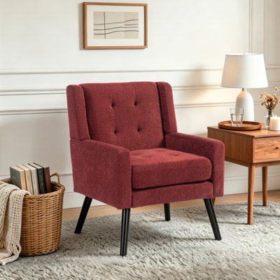 Tufted Upholstered Wide Back Armchair