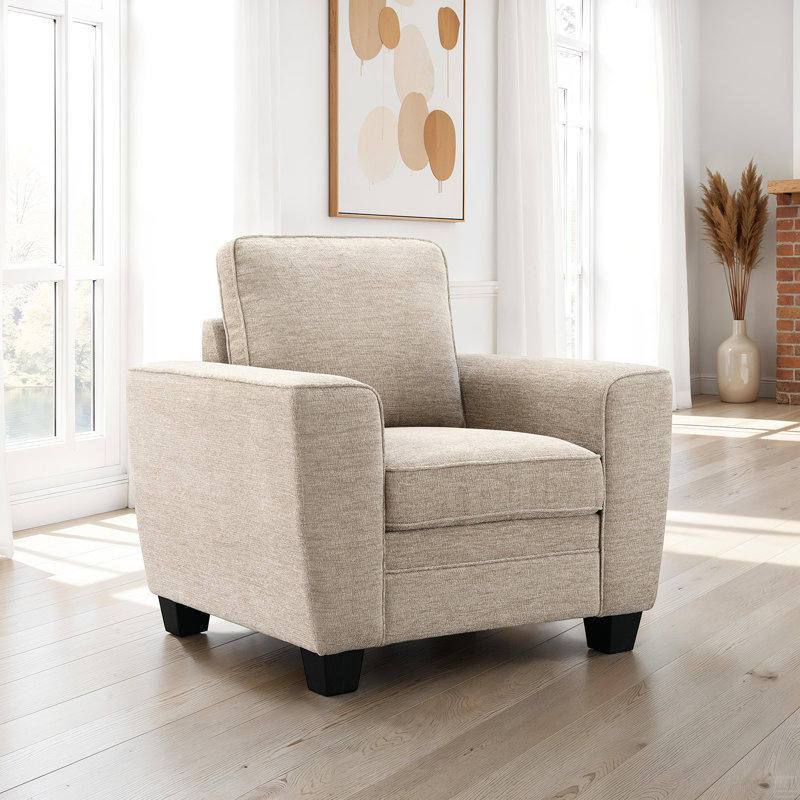 Fauteuil 1 pièce avec accoudoirs droits et noirs, Taupe