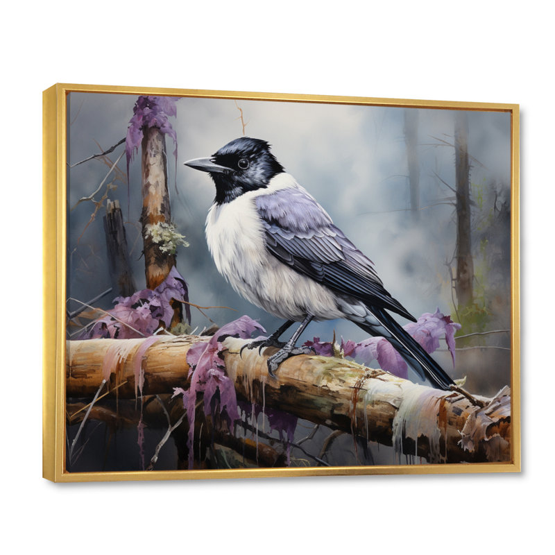 «Bird Inquisitive Observer II», reproduction d'art sur toile, Cadre flottant doré, H 24 po x l 32 po x P 1 po