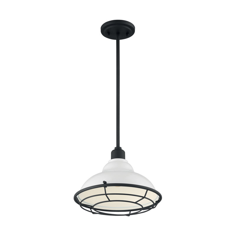 Leonardo 1 - Light Lantern Pendant, Gloss White/Textured Black, 8.75" H x 12" W x 12" D