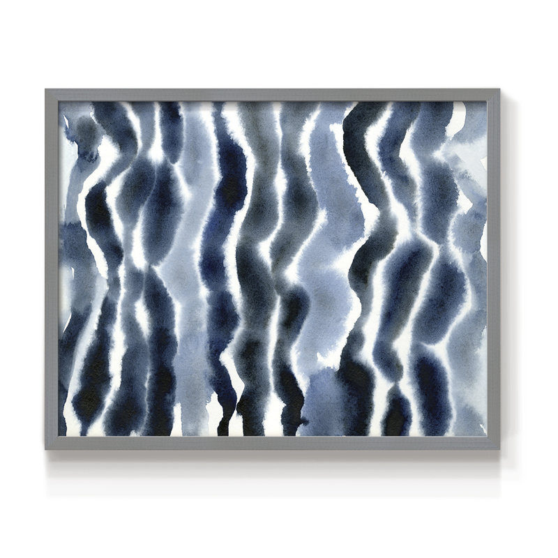 True Blue Wave I -Framed Print - Restickable, Gray, 16" H x 20" W