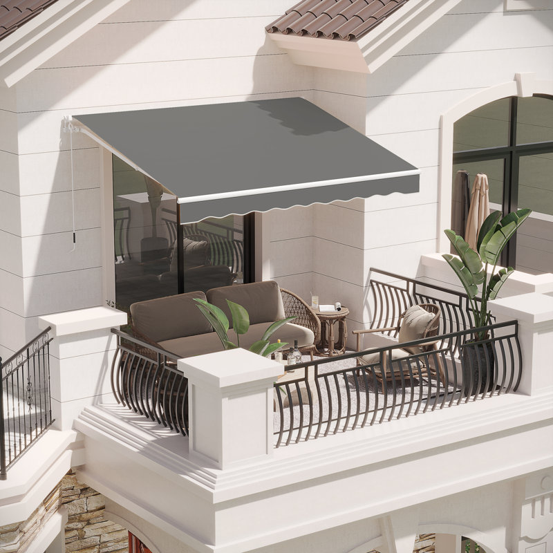 Auvent de terrasse à pente manuelle AECOJoy, L 98,4 po x P 78 po, Couleur unie, Gris