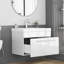 Meuble-lavabo mural de 24 po avec tiroir à fermeture en douceur, finition blanc brillant et lavabo en céramique à bords épais unique pour les salles de bain modernes