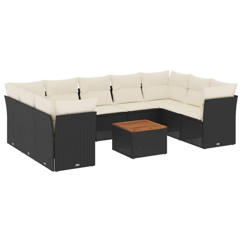 Ensemble de canapé de jardin Vidaxl, Coussin crème / cadre noir