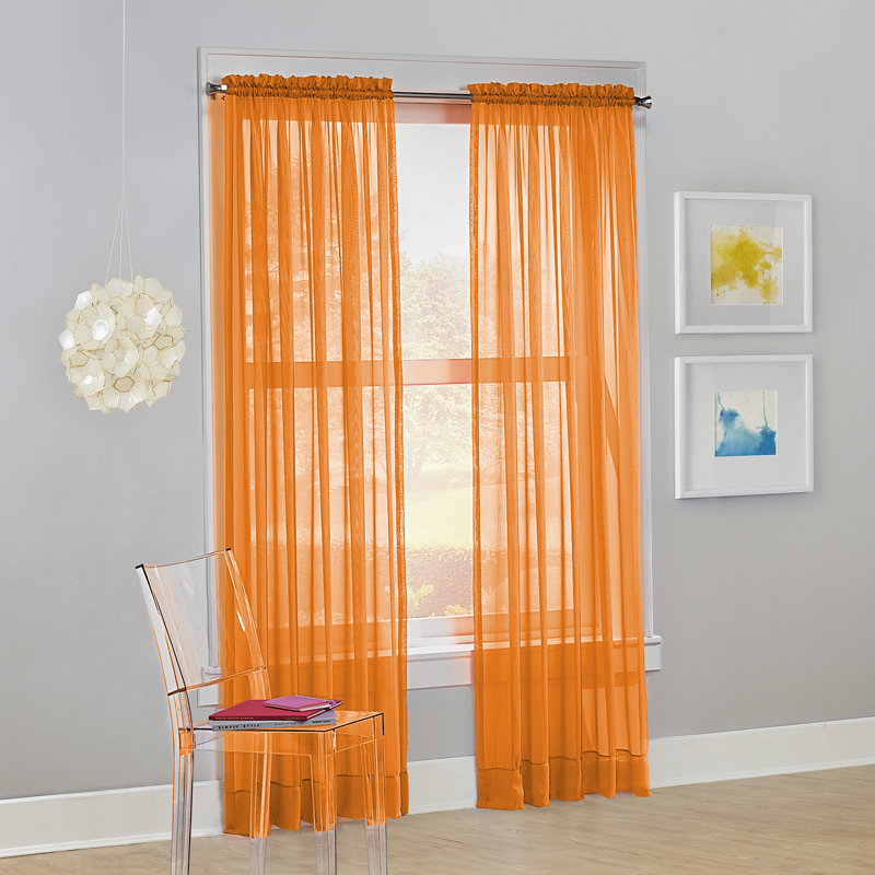 Sheer Rod Pocket Curtain Panel - Basics by Wayfair™, 59" W x 84" L, Silver Gray