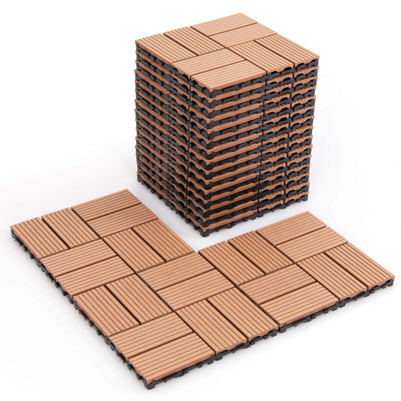 Revêtement de sol imperméable 18 pièces x 12 po Costway, Bois brun moyen