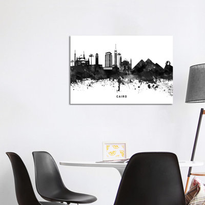 Cairo Skyline Black & White by WallDecorAddict - Wrapped Canvas Print