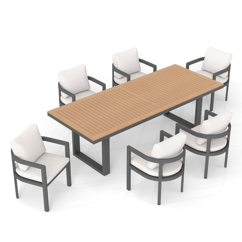 6 - Person Rectangular Outdoor Dining Set With Cushions, 6