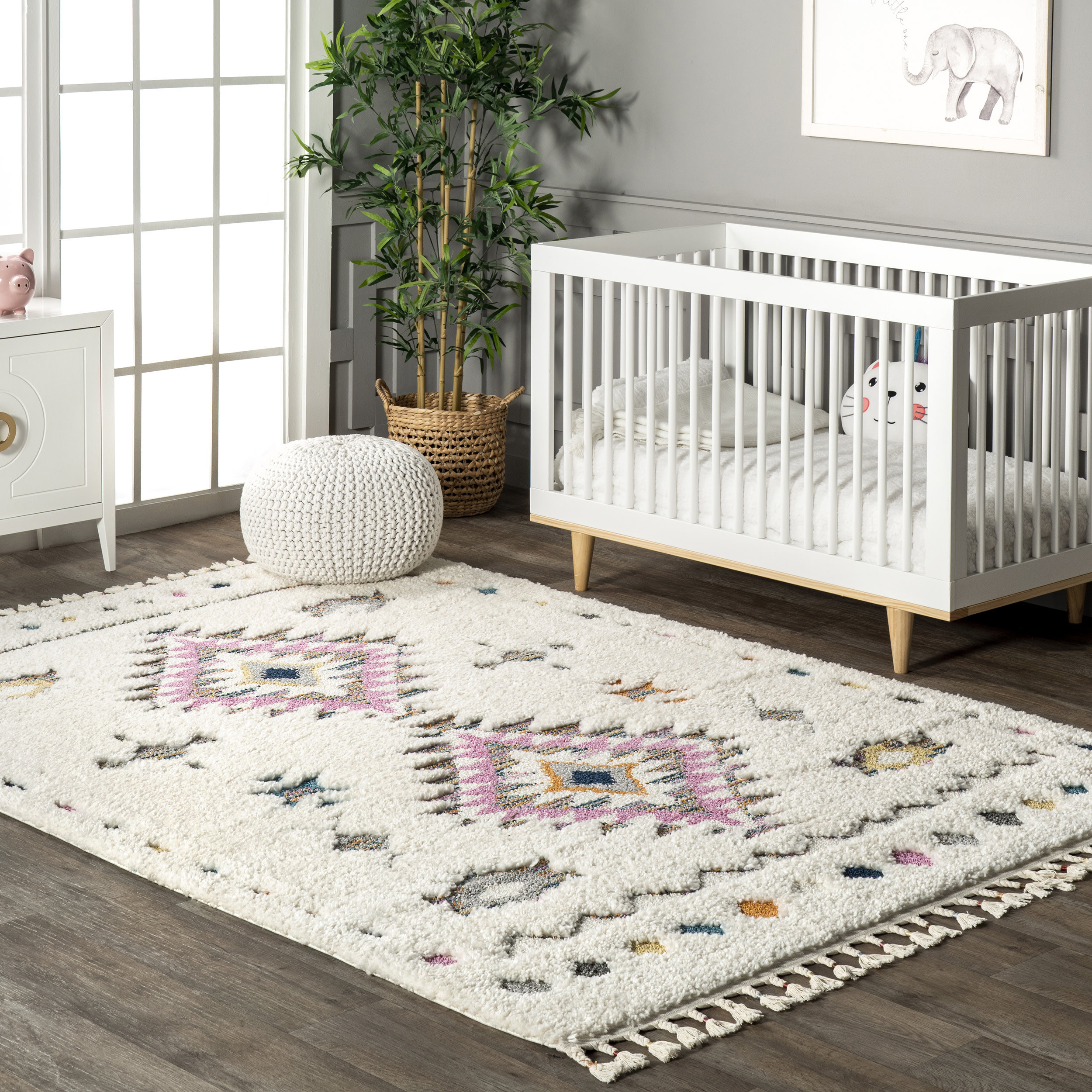Higginson Diamond Shag Performance Ivory Rug